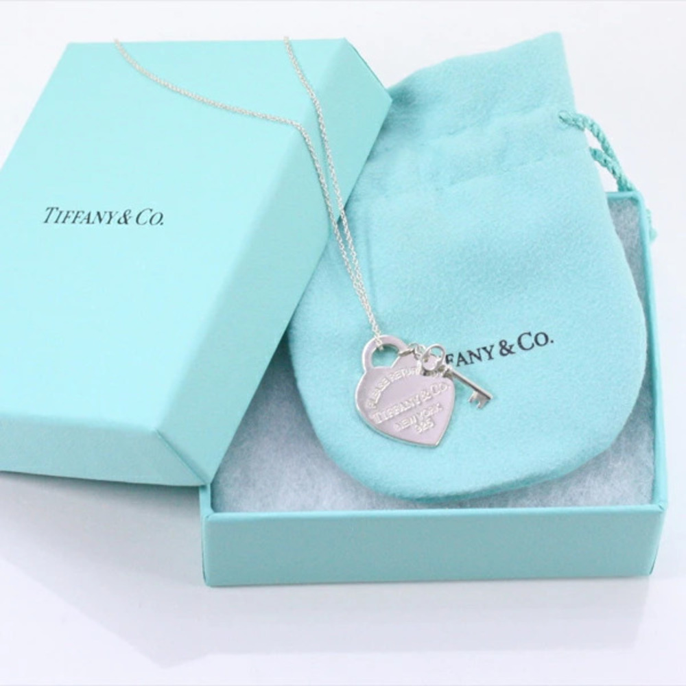 TIFFANY Co to Heart Key Necklace Sterling Silver